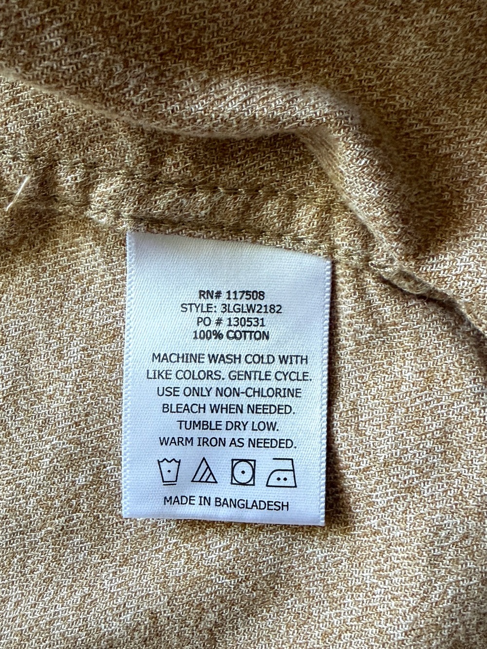 Levi's Men's Tan BeigeButton-Front Shirt 100% Cotton Size Large - Picture 8 of 8